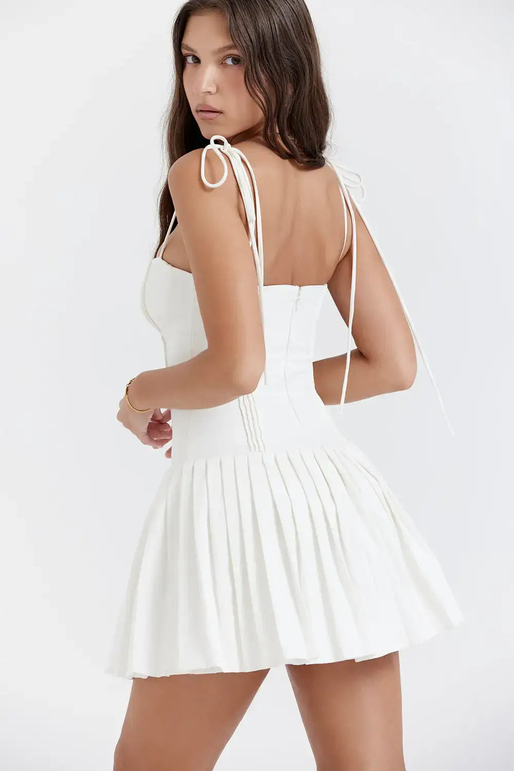 White Pleated Dress