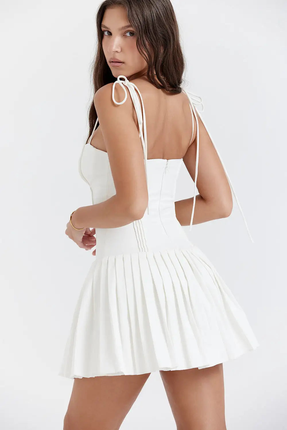 White Pleated Dress 