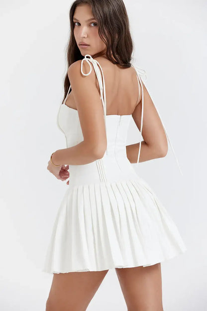 White Pleated Dress