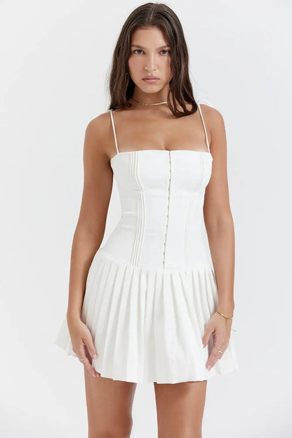 White Pleated Dress 