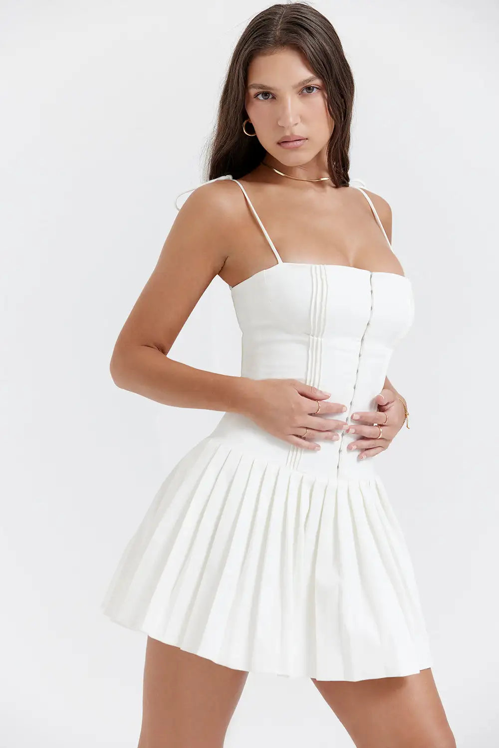 White Pleated Dress 